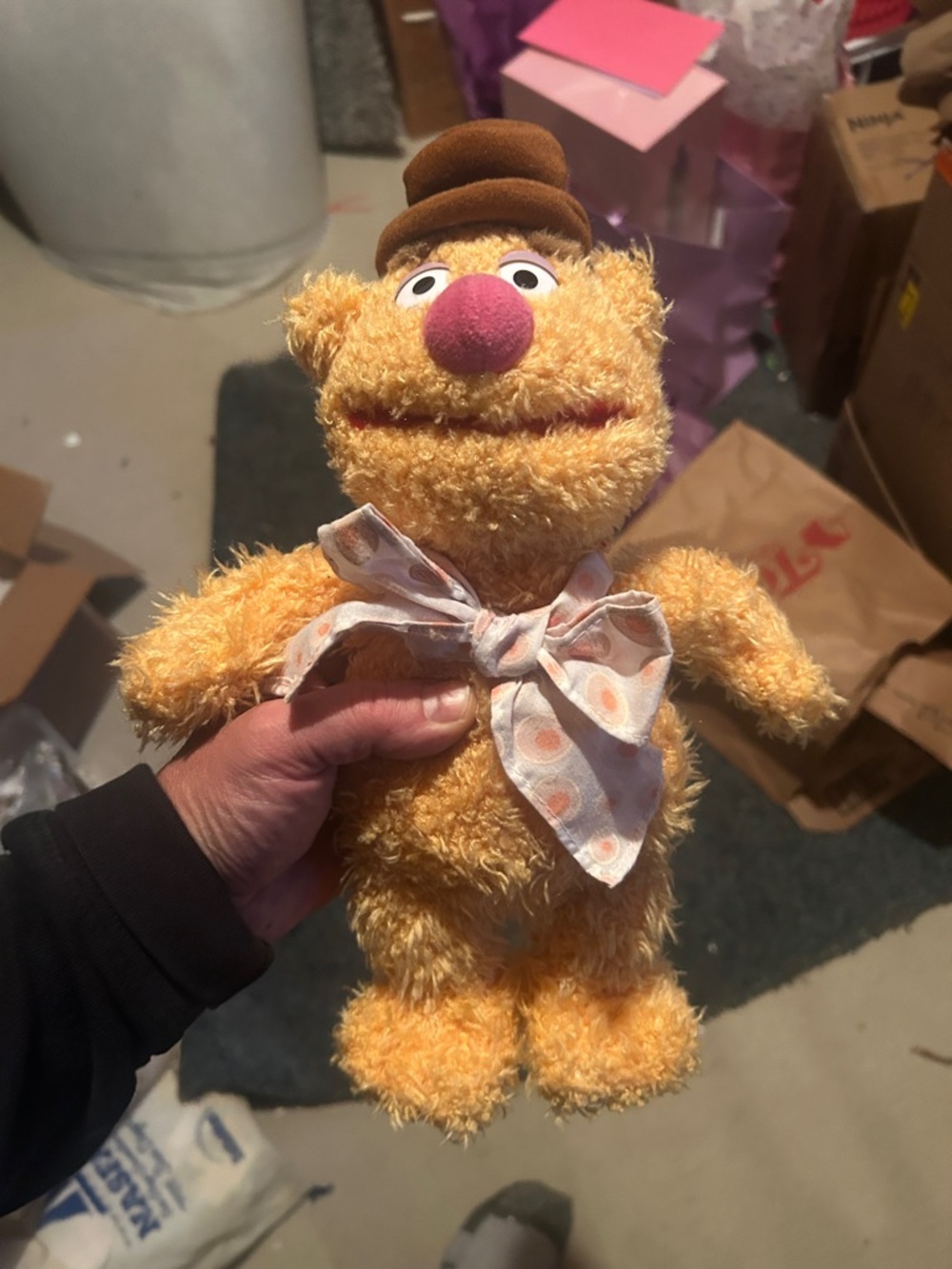 Vintage Fozzi muppets Bear Style Plush Toy - Yellow with Pink Nose